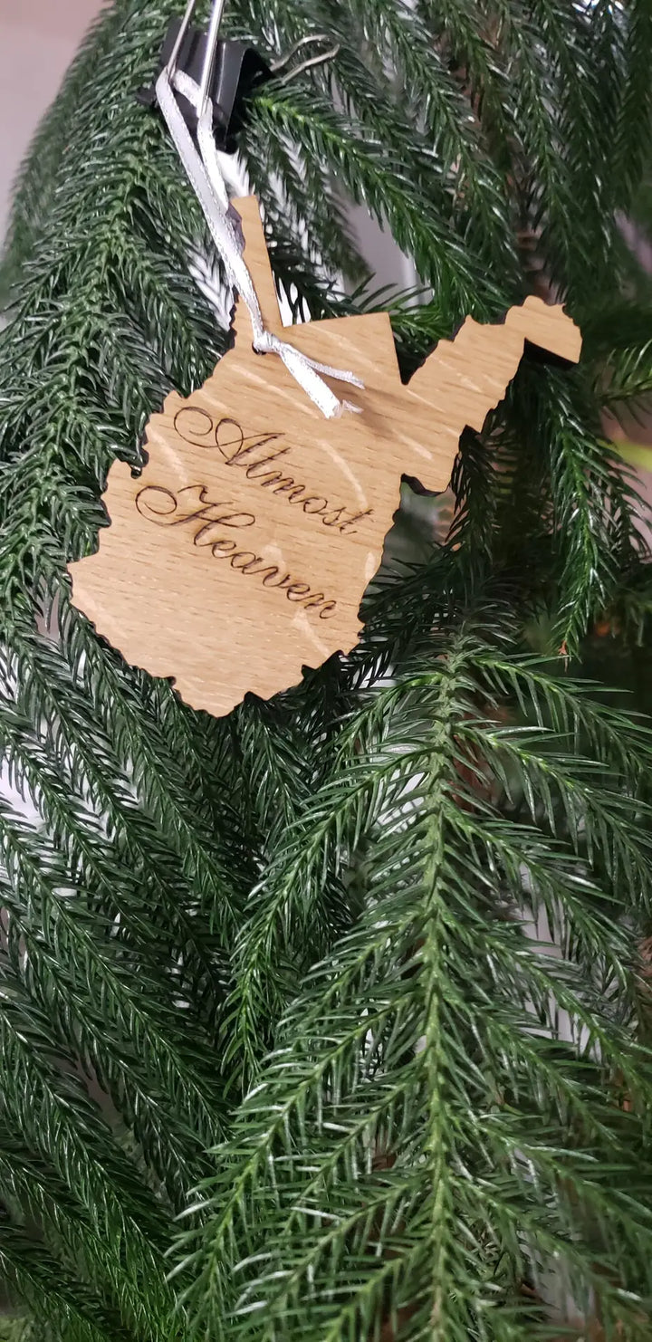 West Virginia “Almost Heaven” Christmas Tree Ornament – Crafted from Local Hardwood