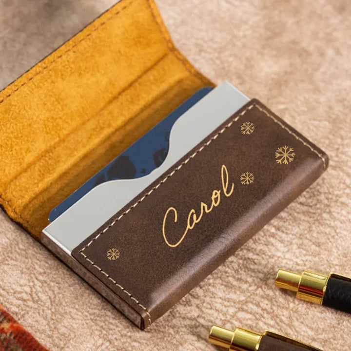 Personalized Leather Business Card Holder